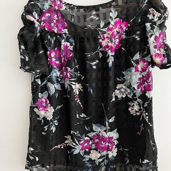 FLORAL Blouse Top Sheer Blousology - Picture 6 of 7